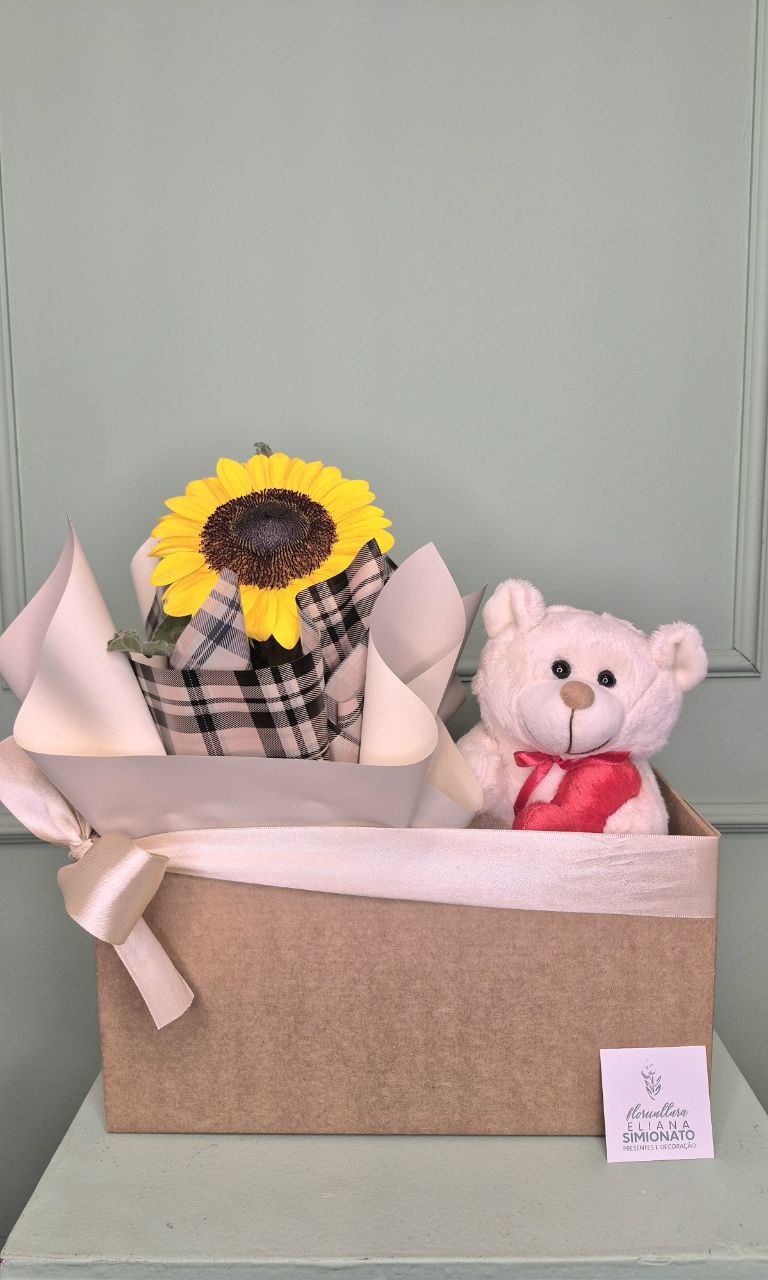 Kit Girassol e Ursinho com Cora��o