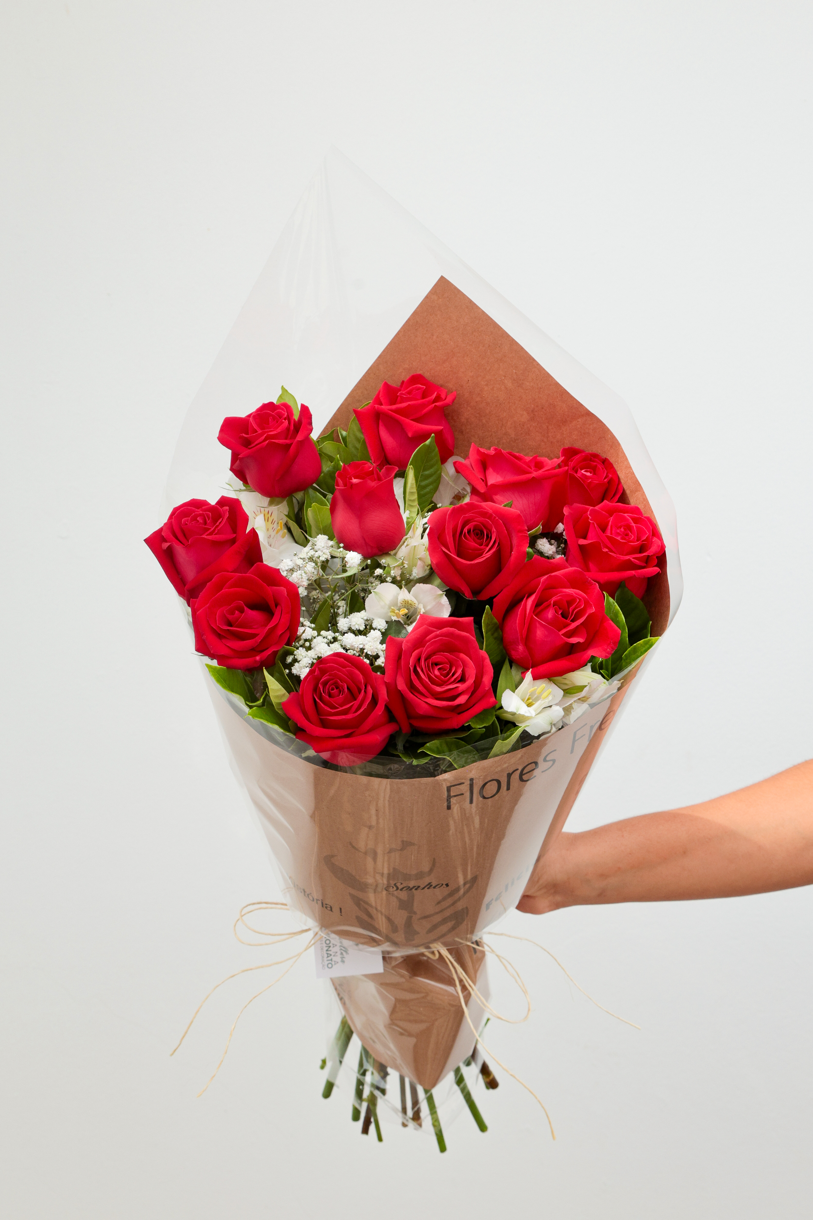 Buqu� com 12 Rosas Nacionais - Vermelha